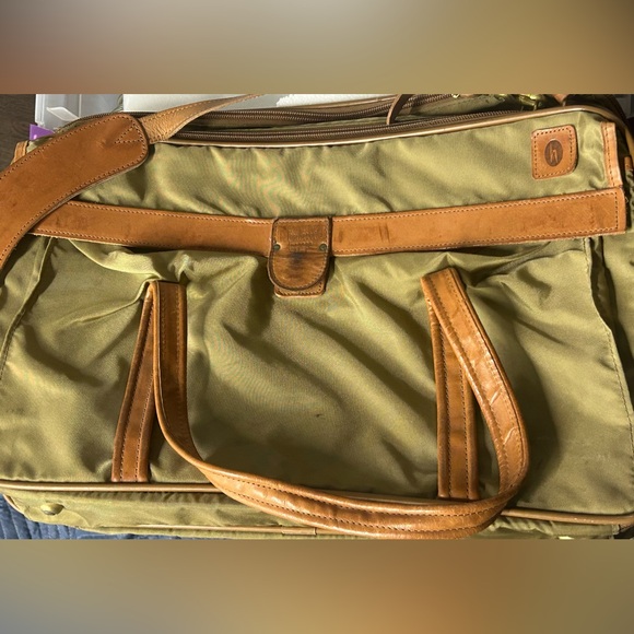 Vintage Hartmann Leather & Nylon Carry On Expandable Shoulder Bag Garment - Picture 1 of 12